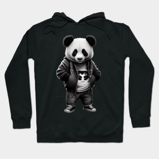 Black and white panda with cool cute sportswear Hoodie